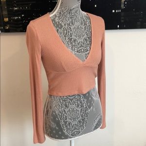 Pink Ribbed Crop Top